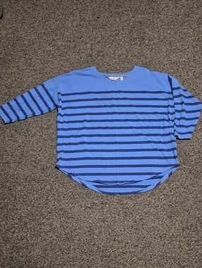 Vineyard Vines Blue and Navy Stripe Boatneck Top